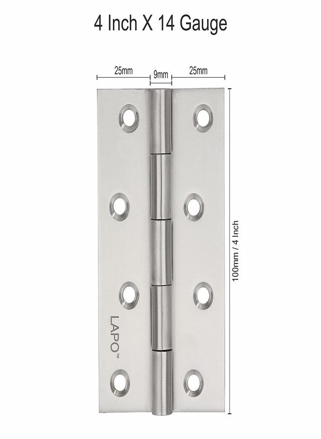 LAPO مفصلات أبواب لابو الممتازة المصنوعة من الفولاذ المقاوم للصدأ، مقاس 4 بوصات × 14 مقياسًا، سمك 2 مم، كابجا لأبواب خزائن الملابس، حركة سلسة (4 × 14، لمسة نهائية غير لامعة) - عبوة من 4 قطع - Image 5